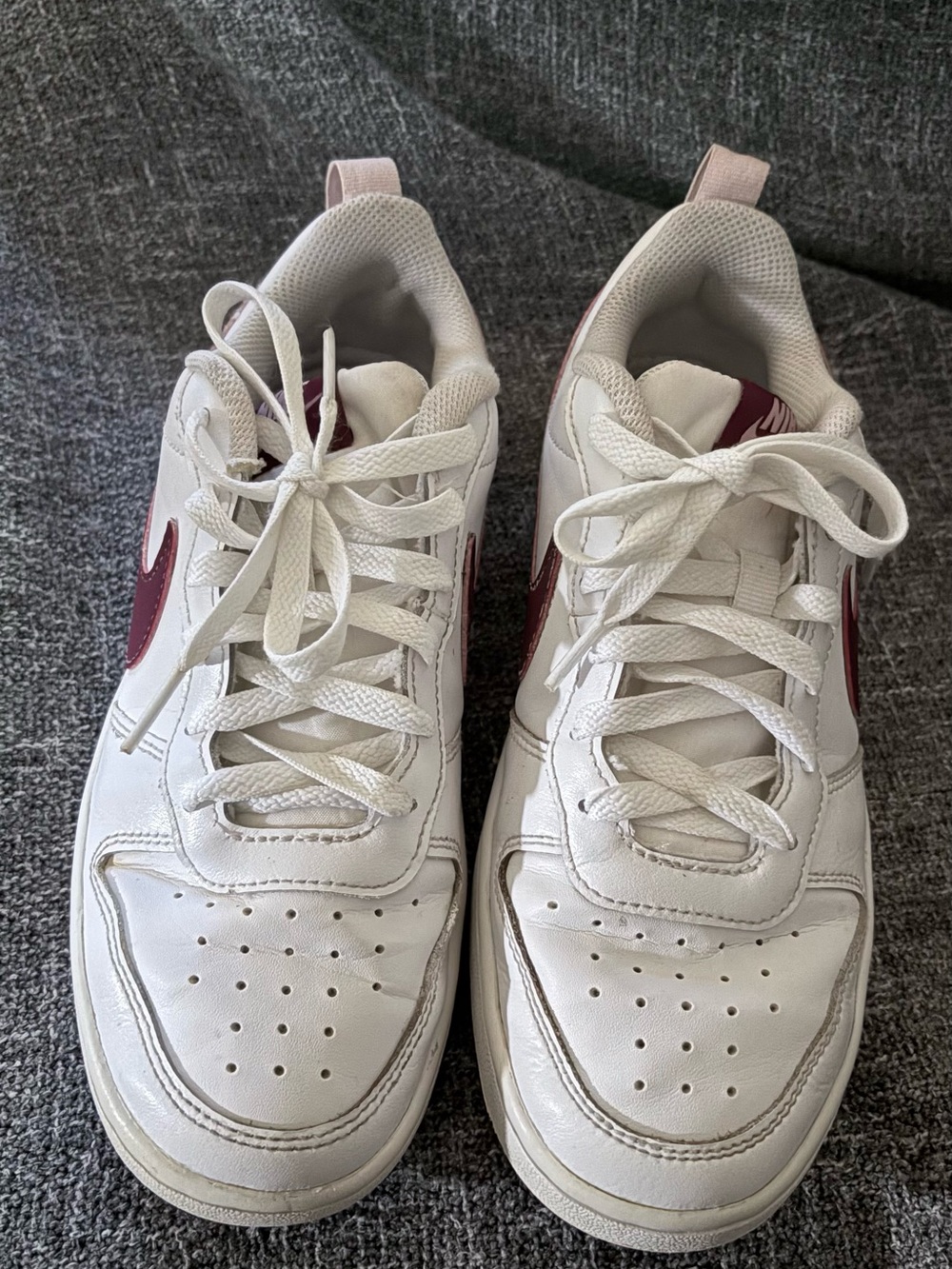 Nike White Sneakers with Pink Swoosh